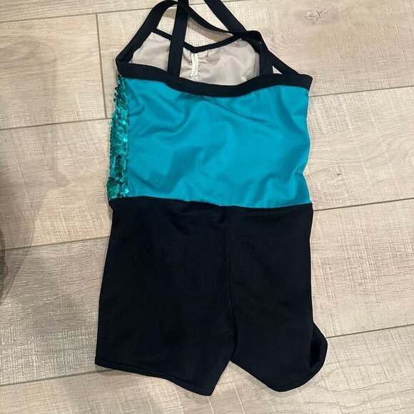 WEISSMAN MEDIUM CHILD 3 PIECE DANCE COSTUME GREEN BLACK - Picture 3 of 15